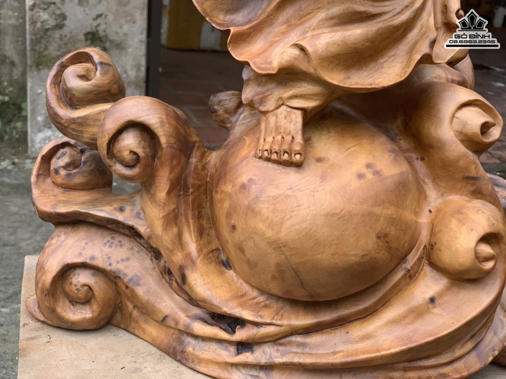 Tượng Đạt Ma Sư Tổ Xuất Quyền Gỗ Ngọc Am Cao 55 Ngang 48 Sâu 20 (cm) 8