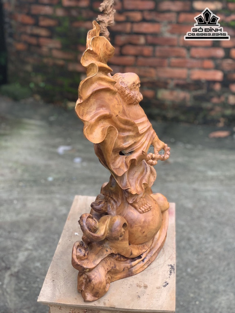 Tượng Đạt Ma Sư Tổ Xuất Quyền Gỗ Ngọc Am Cao 55 Ngang 48 Sâu 20 (cm) 9