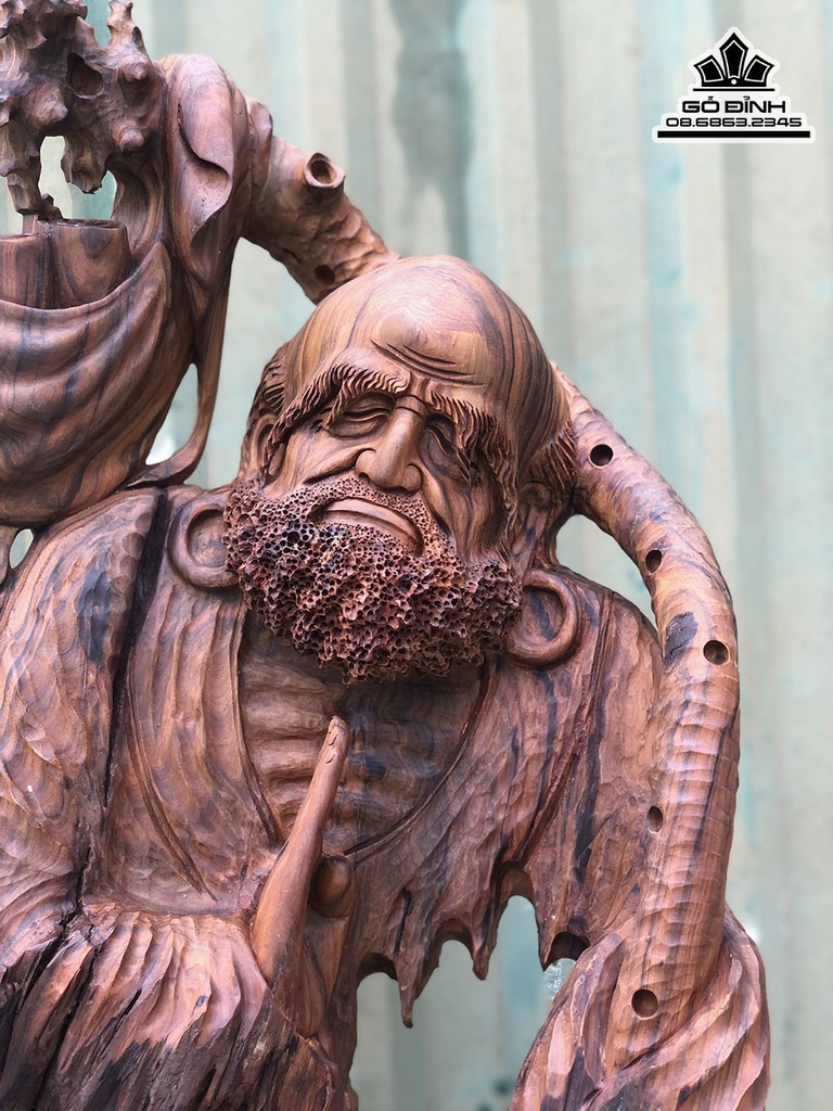 Tượng Đạt Ma Sư Tổ Gỗ Bách Xanh Cao 105 Ngang 33 Sâu 17 (cm) 1