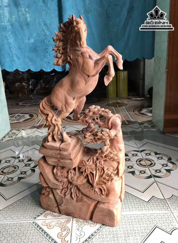 Tượng Ngựa Phong Thủy (Nhất Mã) Gỗ Hương Việt Cao 57 Ngang 26 Sâu 12 (cm) 2