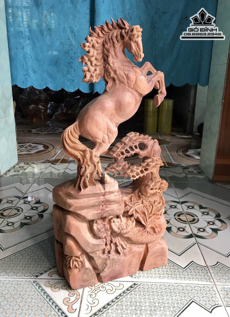 Tượng Ngựa Phong Thủy (Nhất Mã) Gỗ Hương Việt Cao 57 Ngang 26 Sâu 12 (cm) 3