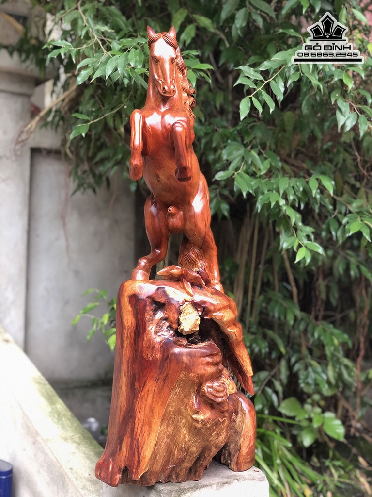 Tượng Ngựa Phong Thủy (Nhất Mã) Gỗ Hương Cao 80 Ngang 40 Sâu 22 (cm) 1