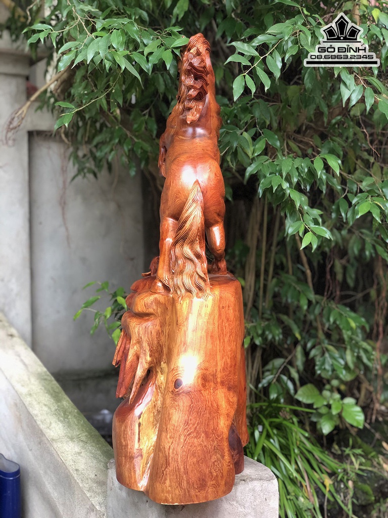 Tượng Ngựa Phong Thủy (Nhất Mã) Gỗ Hương Cao 80 Ngang 40 Sâu 22 (cm) 3