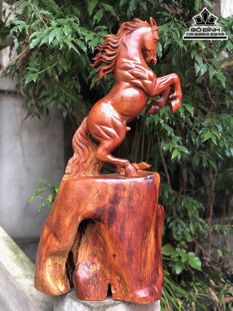 Tượng Ngựa Phong Thủy (Nhất Mã) Gỗ Hương Cao 80 Ngang 40 Sâu 22 (cm) 4