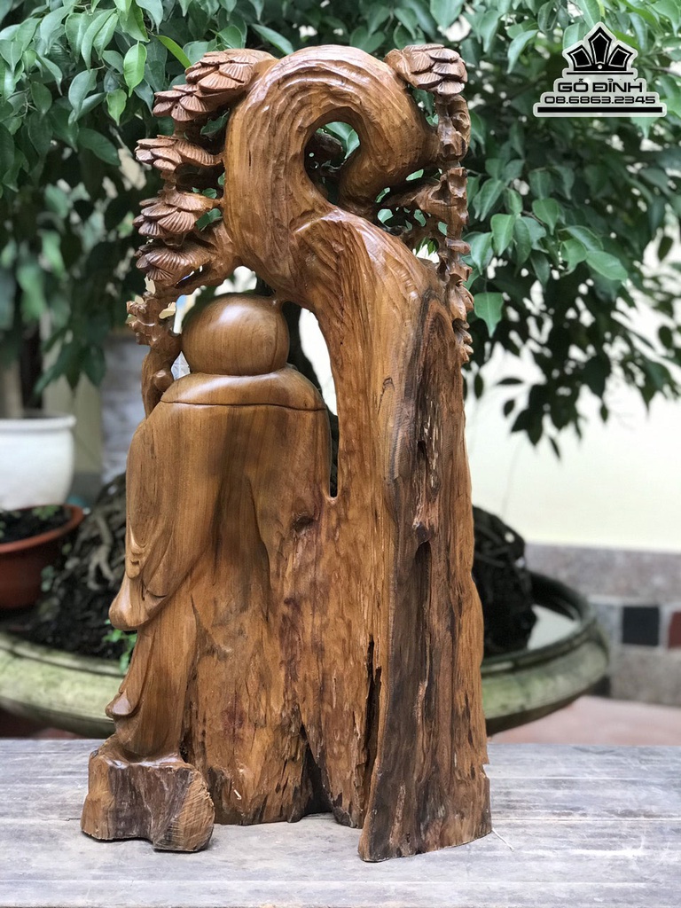 Tượng Ông Thọ Gỗ Bách Xanh Cao 76 Ngang 40 Sâu 25 (cm) 0
