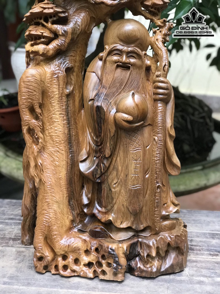Tượng Ông Thọ Gỗ Bách Xanh Cao 76 Ngang 40 Sâu 25 (cm) 2