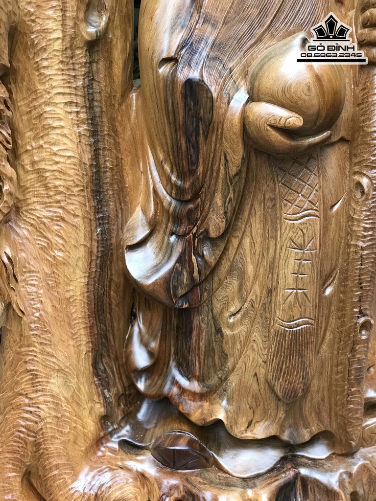 Tượng Ông Thọ Gỗ Bách Xanh Cao 76 Ngang 40 Sâu 25 (cm) 3