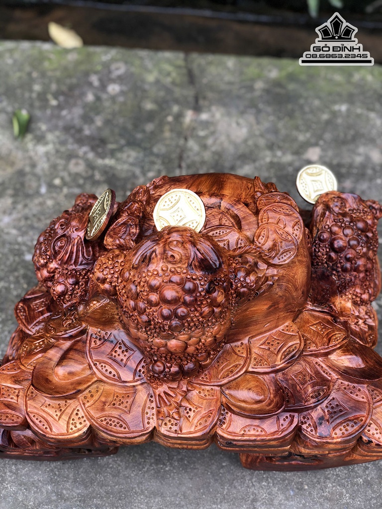 Tượng Tam Cóc Thiềm Thừ Gỗ Hương Cao 33 Ngang 40 Sâu 30 (cm) 0