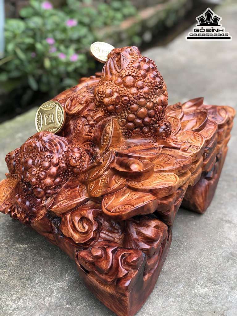 Tượng Tam Cóc Thiềm Thừ Gỗ Hương Cao 33 Ngang 40 Sâu 30 (cm) 1