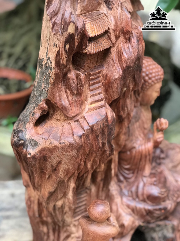 Tượng Nhất Tâm Bái Phật Gỗ Hương Cao 64 Ngang 40 Sâu 35 (cm) 0