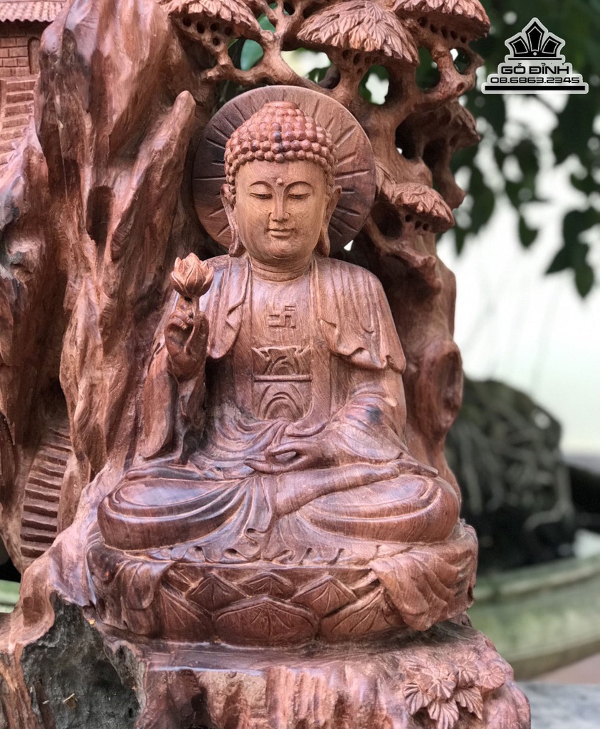 Tượng Nhất Tâm Bái Phật Gỗ Hương Cao 64 Ngang 40 Sâu 35 (cm) 1