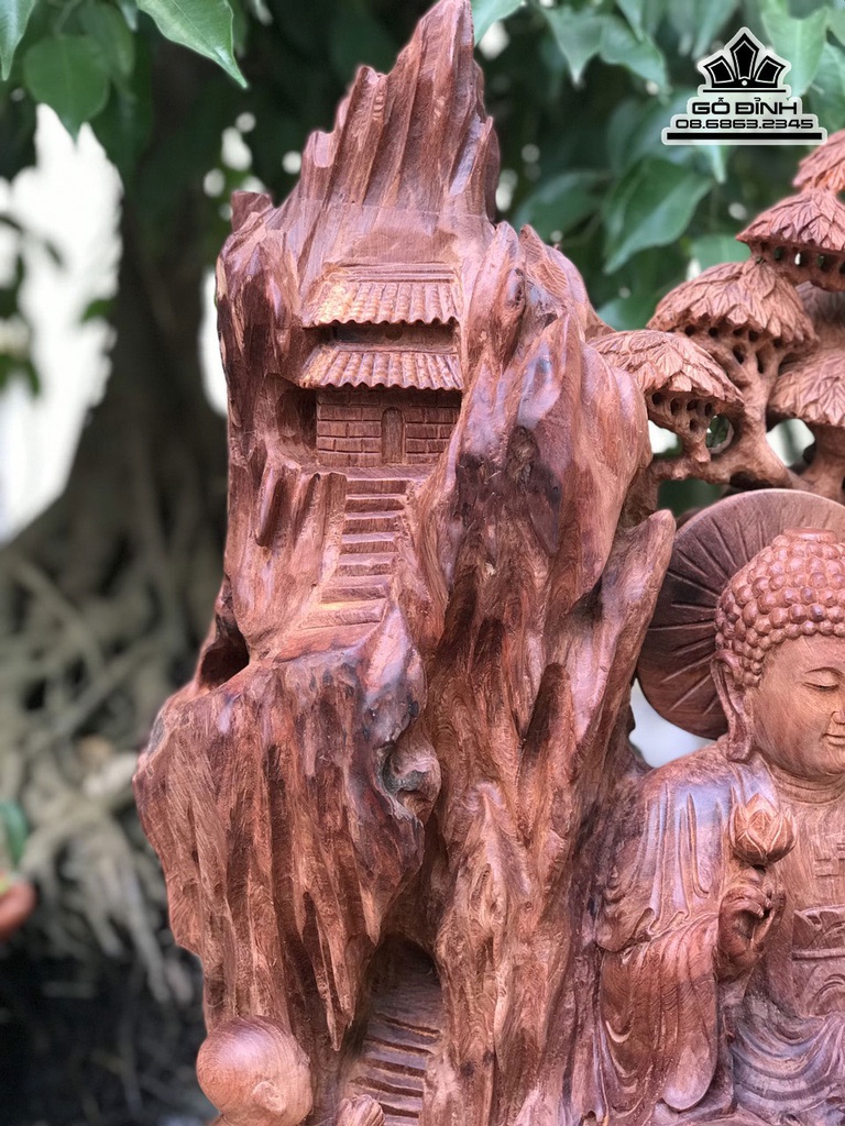 Tượng Nhất Tâm Bái Phật Gỗ Hương Cao 64 Ngang 40 Sâu 35 (cm) 3