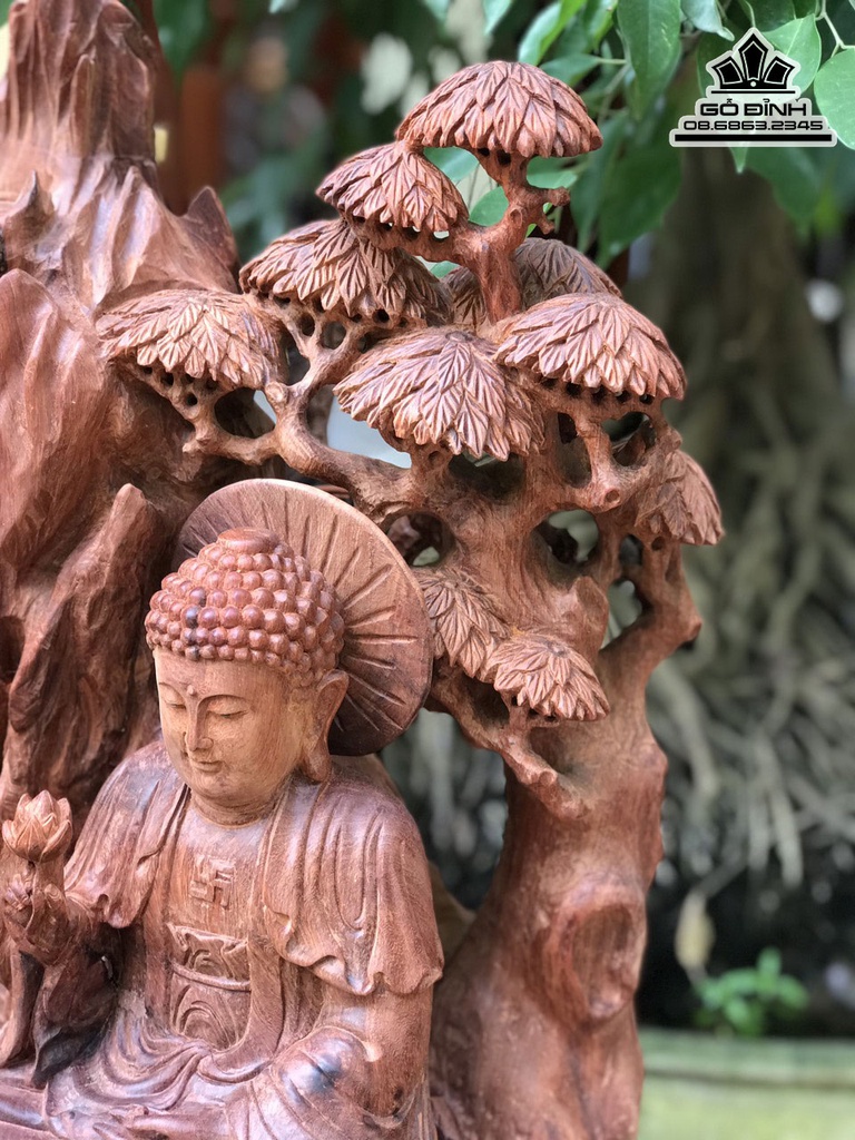 Tượng Nhất Tâm Bái Phật Gỗ Hương Cao 64 Ngang 40 Sâu 35 (cm) 4