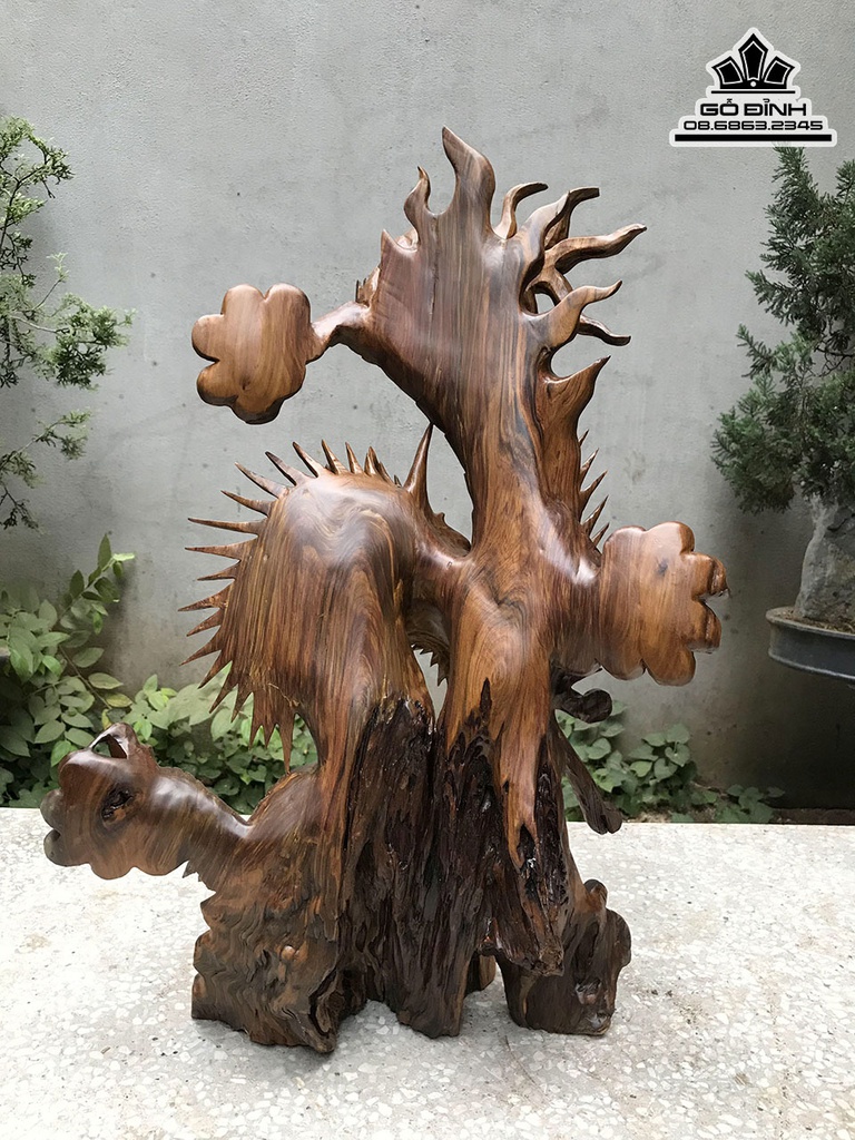 Tượng Nhất Long Gỗ Bách Xanh Cao 63 Ngang 46 Sâu 15 (cm) 2