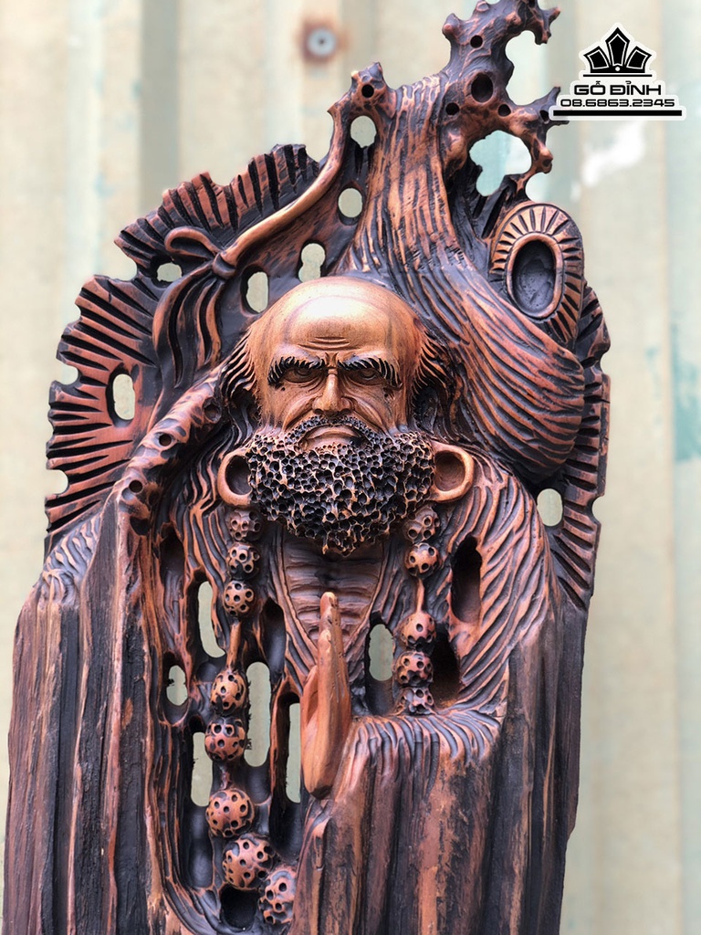 Tượng Đạt Ma Sư Tổ Gỗ Bách Xanh Cao 61 Ngang 22 Dày 7 (cm) 0