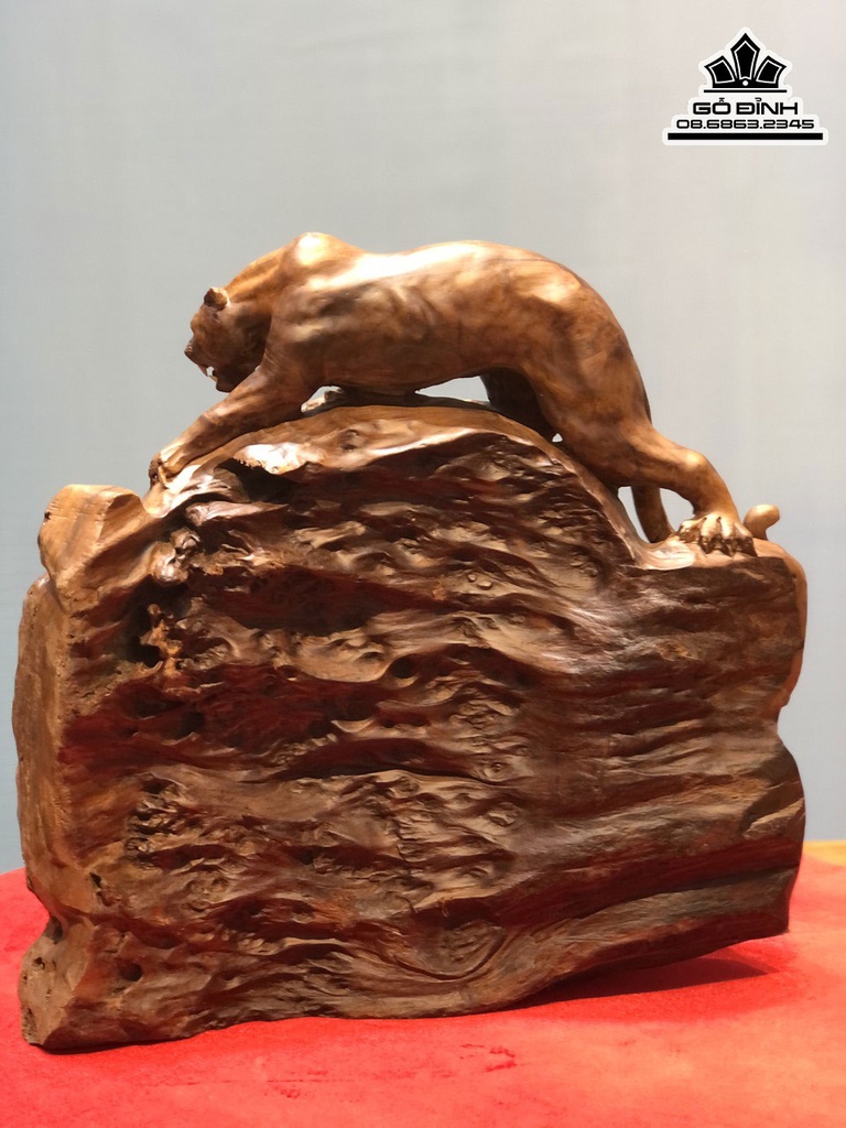 Tượng Báo Gỗ Ngọc Am Cao 44 Ngang 46 Sâu 20 (cm)