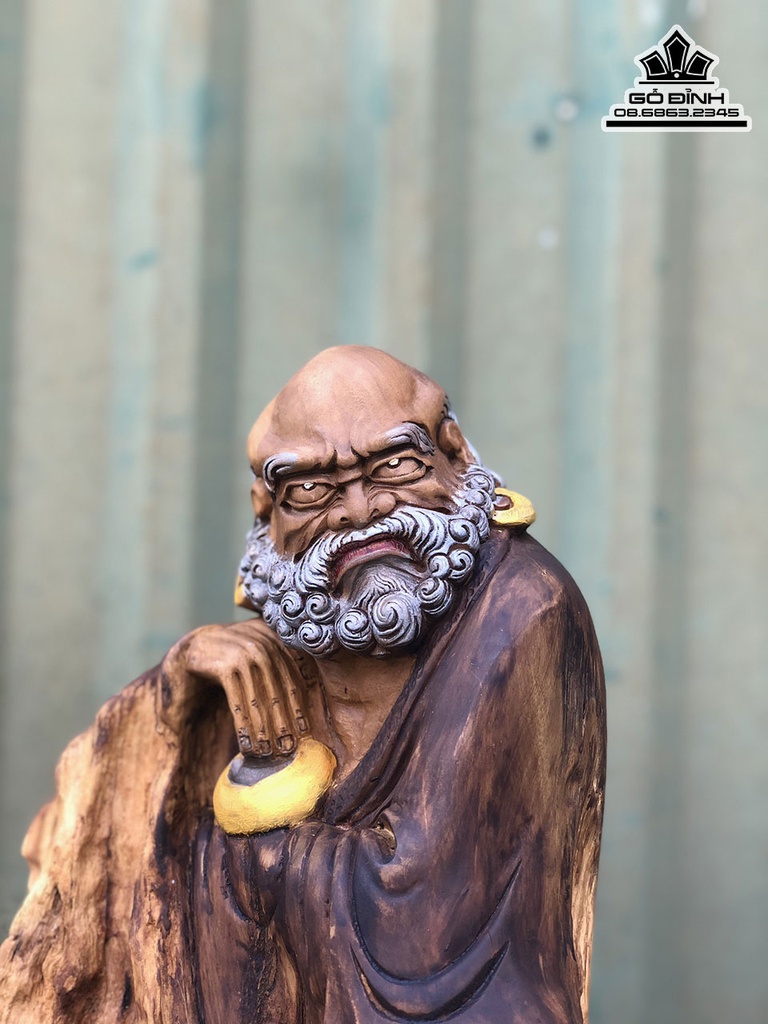 Tượng Đạt Ma Sư Tổ Gỗ Dổi Cao 48 Ngang 46 Sâu 33 (cm) 0