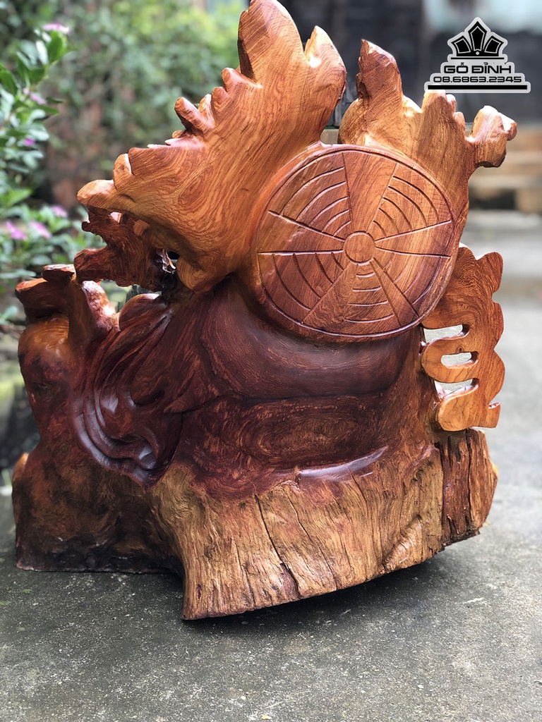 Tượng Phật Di Lặc Vác Cành Đào Gỗ Hương Việt Cao 57 Ngang 53 Sâu 25 (cm) 1