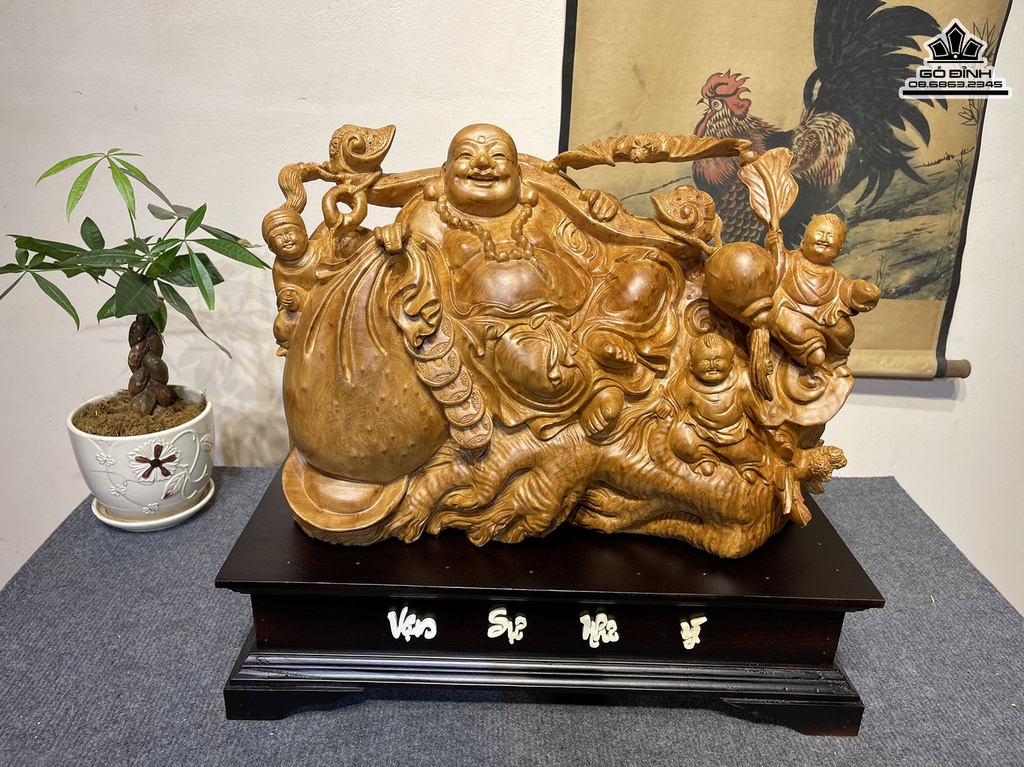 Tượng Phật Di Lặc Ngồi Nhân Sâm Gỗ Ngọc Am Cao 32 Ngang 44 Sâu 17 (cm) 0