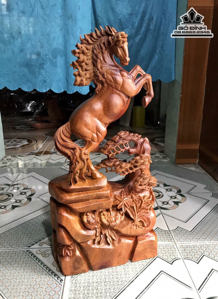 Tượng Ngựa Phong Thủy (Nhất Mã) Gỗ Hương Cao 57 Ngang 26 Sâu 12 (cm) 1