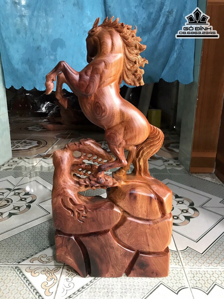 Tượng Ngựa Phong Thủy (Nhất Mã) Gỗ Hương Cao 57 Ngang 26 Sâu 12 (cm) 3