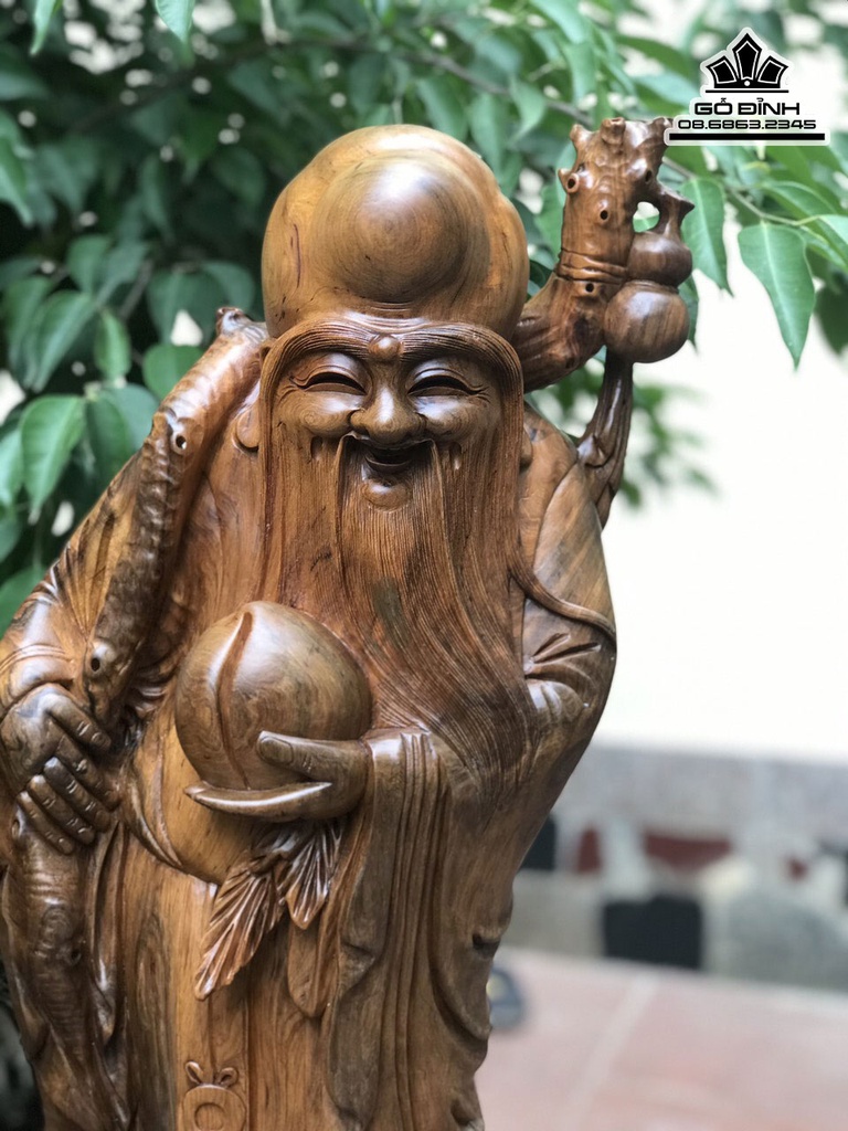 Tượng Phúc Lộc Thọ (Tam Đa) Gỗ Bách Xanh Cao 76 Ngang 26 Sâu 22 (cm) 3