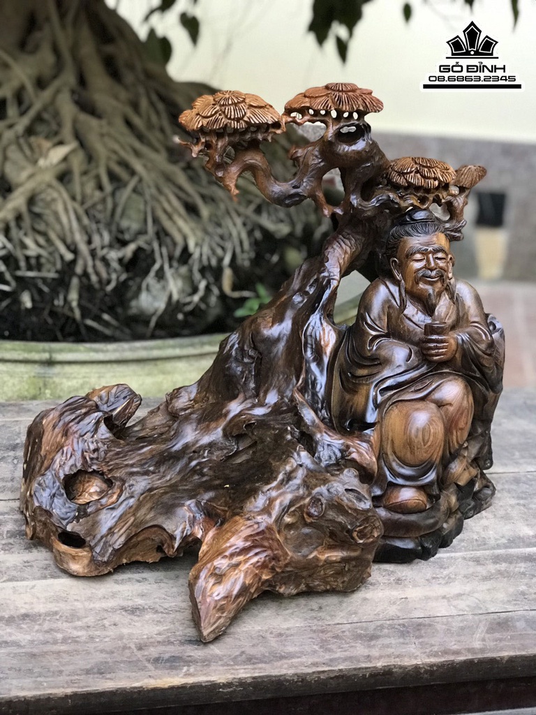 Tượng Thần Trà Gỗ Bách Xanh Cao 36 Ngang 43 Sâu 29 (cm) 0