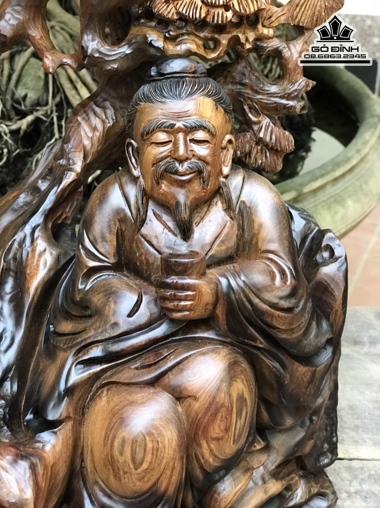 Tượng Thần Trà Gỗ Bách Xanh Cao 36 Ngang 43 Sâu 29 (cm) 3