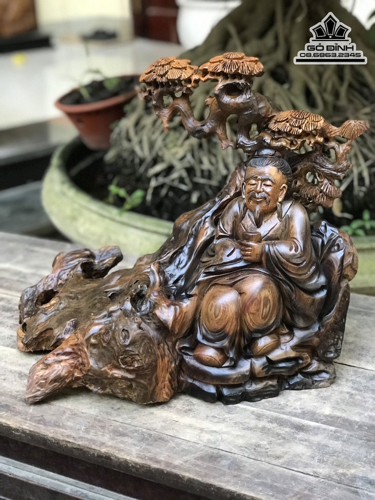 Tượng Thần Trà Gỗ Bách Xanh Cao 36 Ngang 43 Sâu 29 (cm) 5