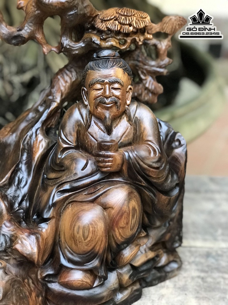 Tượng Thần Trà Gỗ Bách Xanh Cao 36 Ngang 43 Sâu 29 (cm) 6