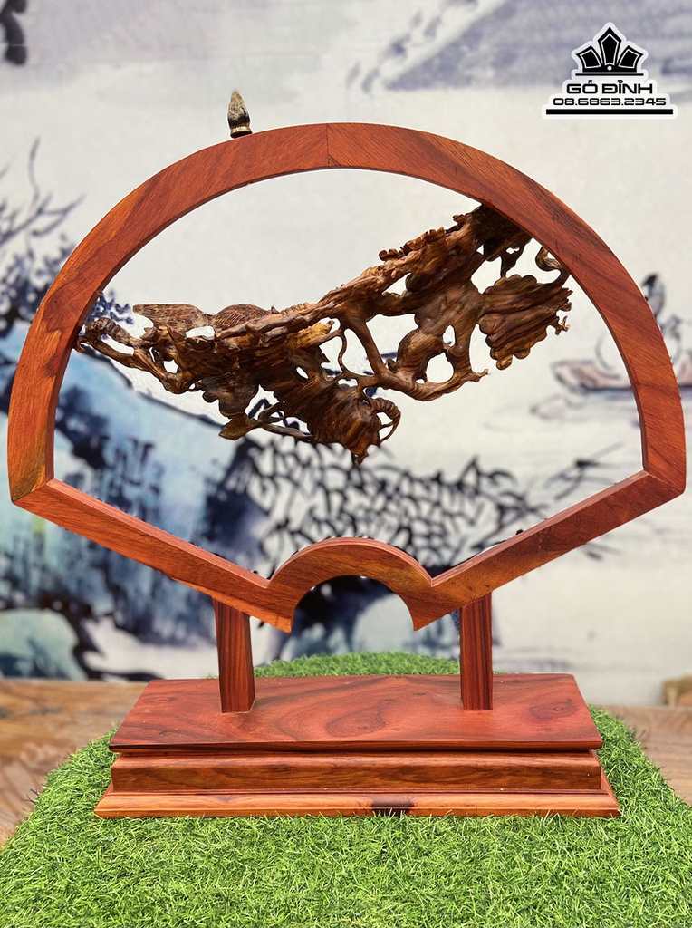Tượng Song Nho Gỗ Sưa Cao 59 Ngang 60 Sâu 12 (cm) 0