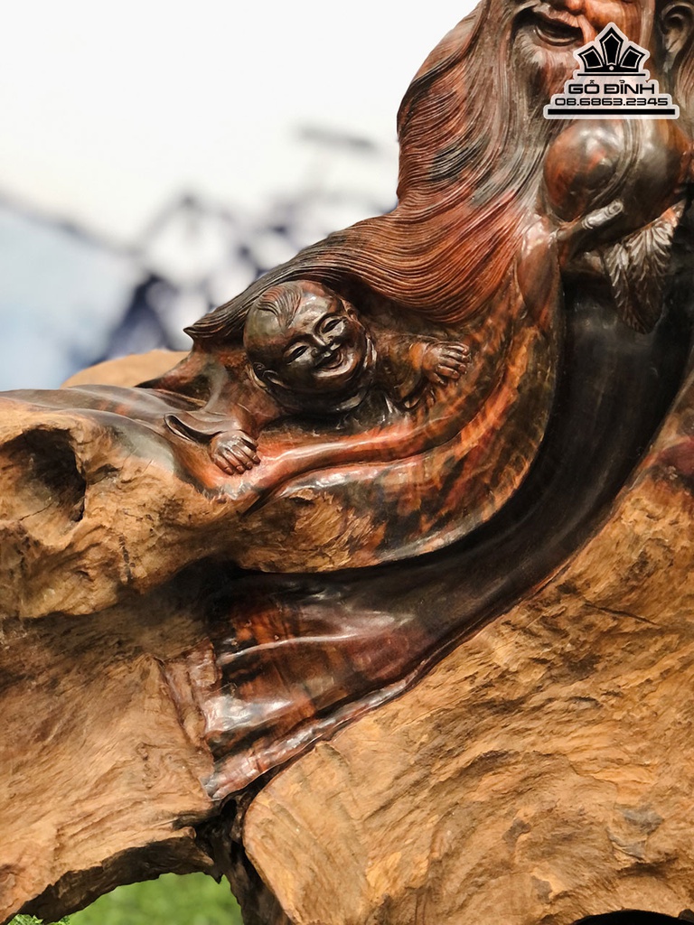 Tượng Ông Thọ Gỗ Trắc Cao 69 Ngang 60 Sâu 33 (cm) 2