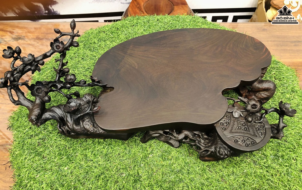 Khay Trà Hoa Mai Gỗ Trắc Cao15 Ngang 51 Rộng 30 (cm)1