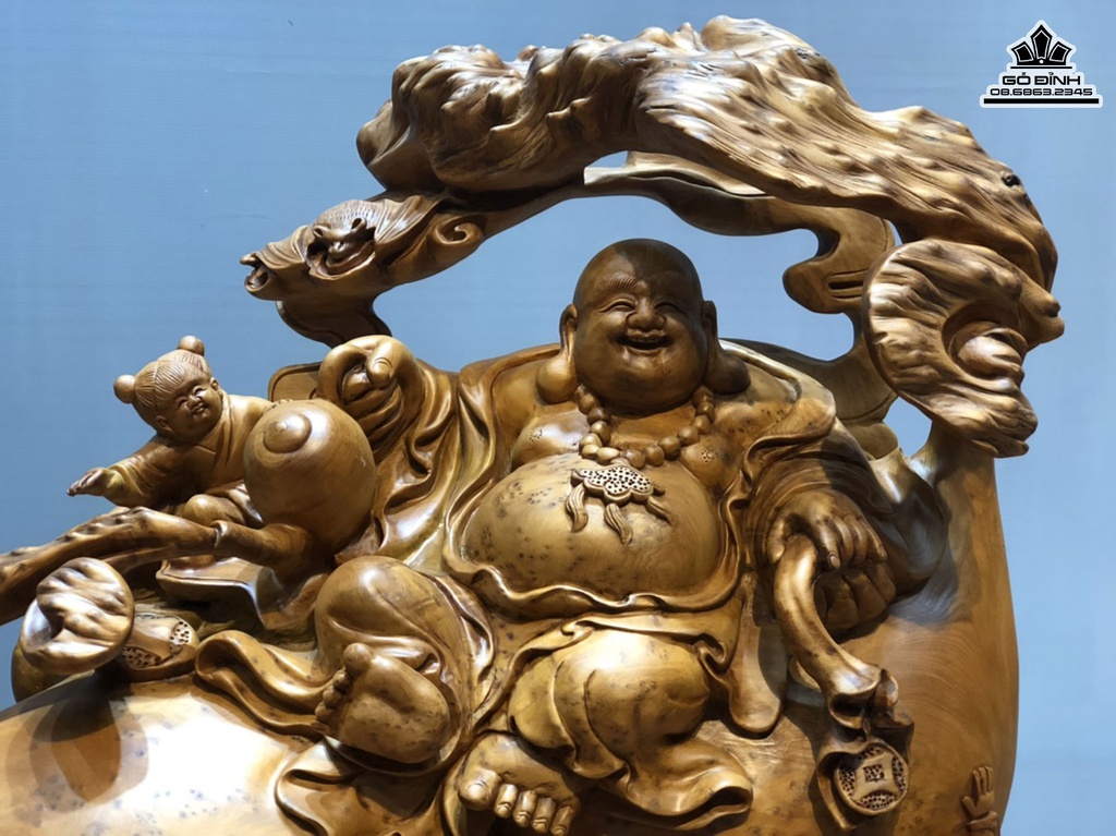 Tượng Phật Di Lặc Ngồi Hồ Lô Gỗ Ngọc Am Cao 78 Ngang 71 Sâu 353 (cm) 2