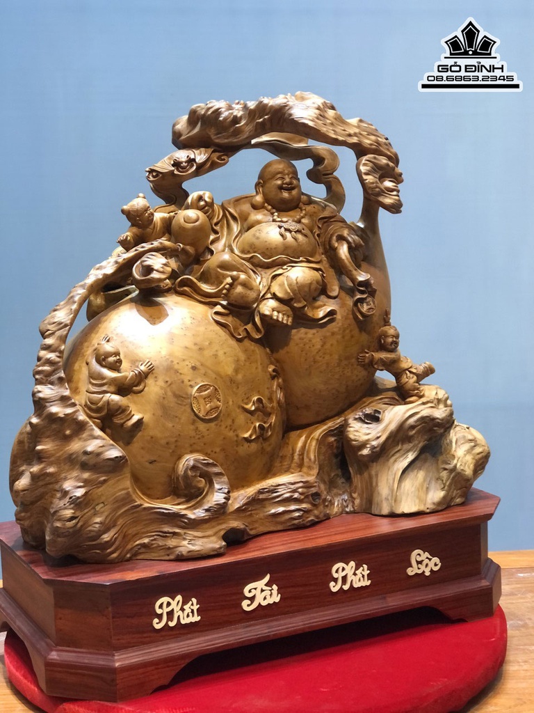 Tượng Phật Di Lặc Ngồi Hồ Lô Gỗ Ngọc Am Cao 78 Ngang 71 Sâu 353 (cm) 3