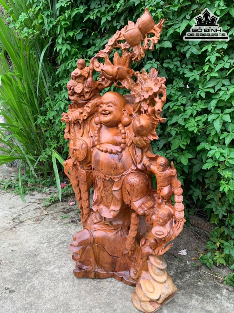 Tượng Phật Di Lặc Tam Phúc Gỗ Hương Việt Cao 96 Ngang 60 Sâu 36 (cm) 0