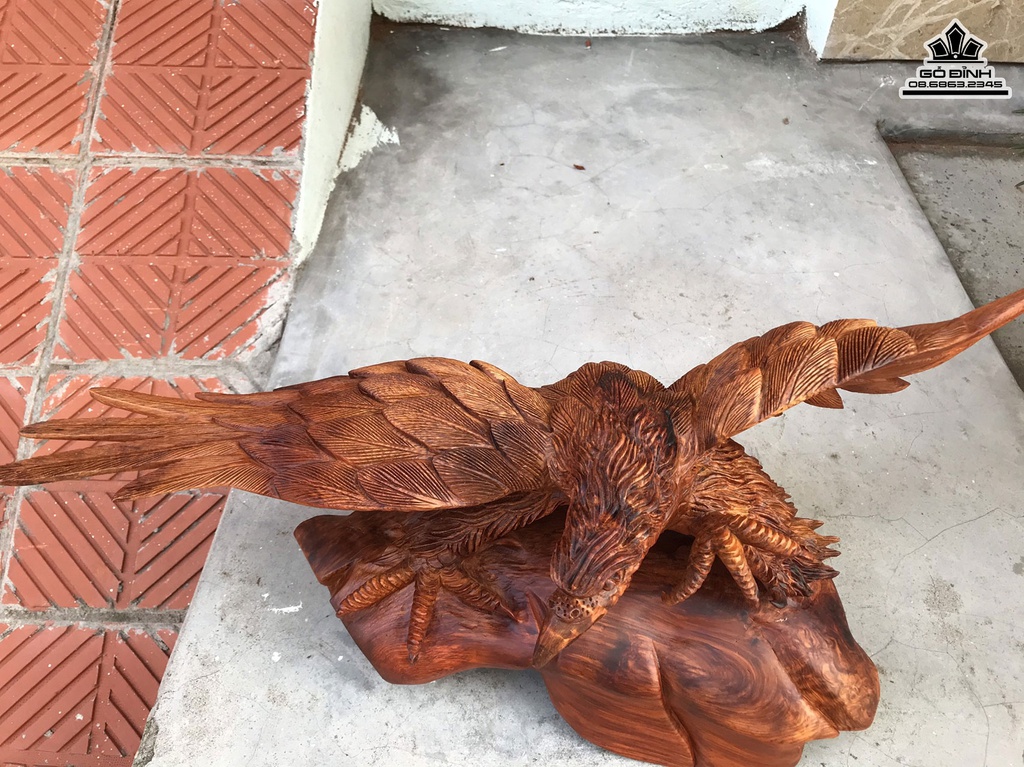 Tượng Đại Bàng Gỗ Hương Việt Cao 25 Ngang 57 Sâu 23 (cm) 0