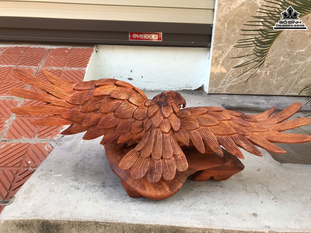 Tượng Đại Bàng Gỗ Hương Việt Cao 25 Ngang 57 Sâu 23 (cm)1