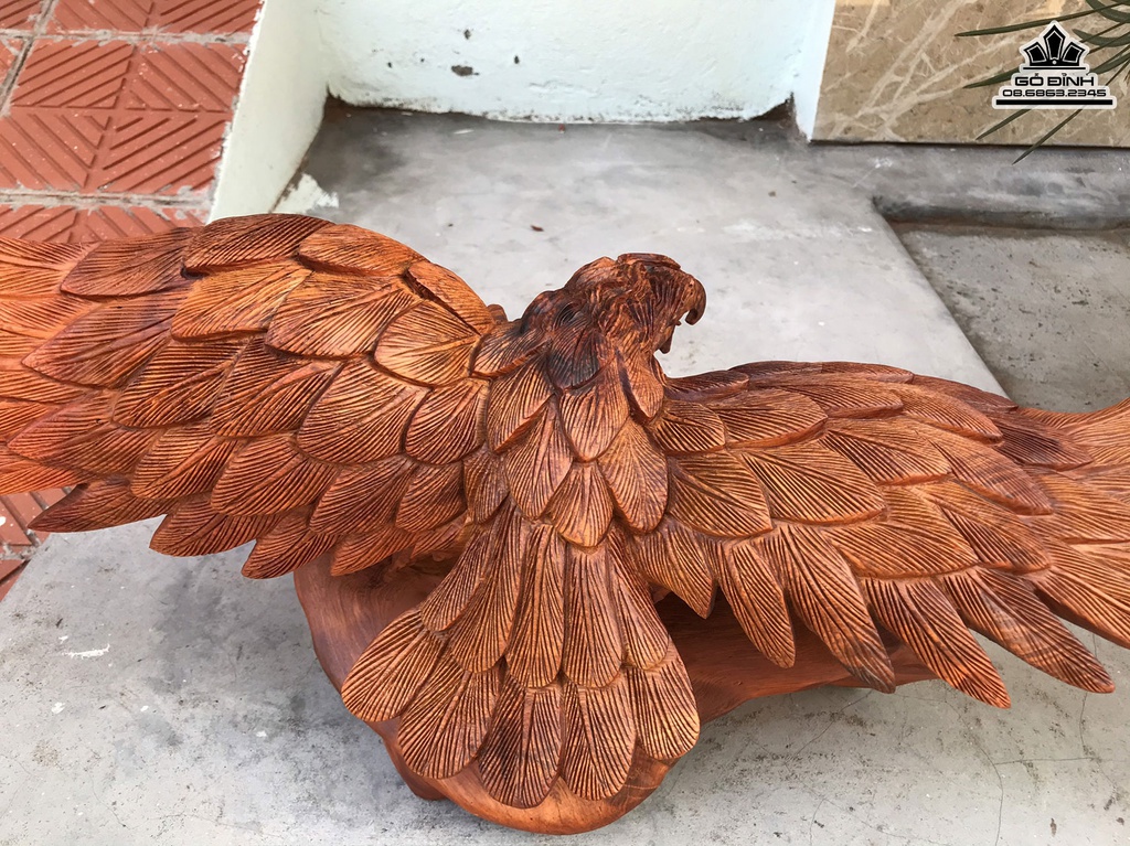 Tượng Đại Bàng Gỗ Hương Việt Cao 25 Ngang 57 Sâu 23 (cm)2