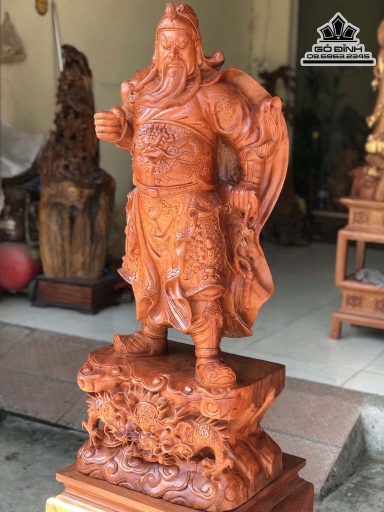 Tượng Quan Công Gỗ Hương Cao 100 Ngang 40 Sâu 38 (cm) 1