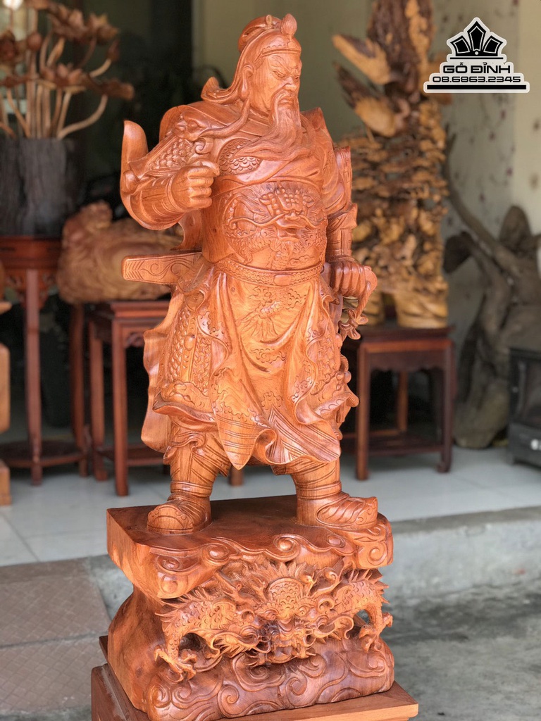 Tượng Quan Công Gỗ Hương Cao 100 Ngang 40 Sâu 38 (cm) 2