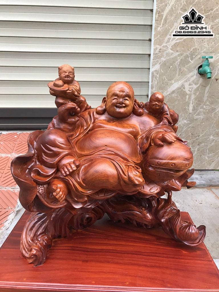 Tượng Phật Di Lặc Nhị Phúc Gỗ Hương Việt Cao 44 Ngang 47 Sâu 32 (cm) 0