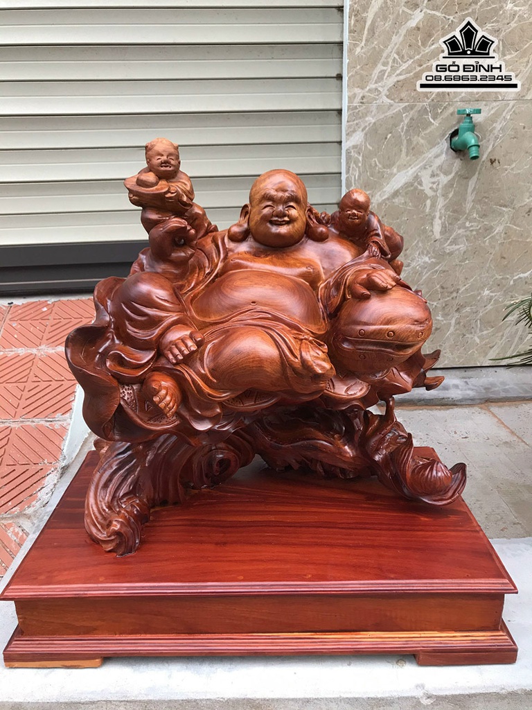 Tượng Phật Di Lặc Nhị Phúc Gỗ Hương Việt Cao 44 Ngang 47 Sâu 32 (cm) 2