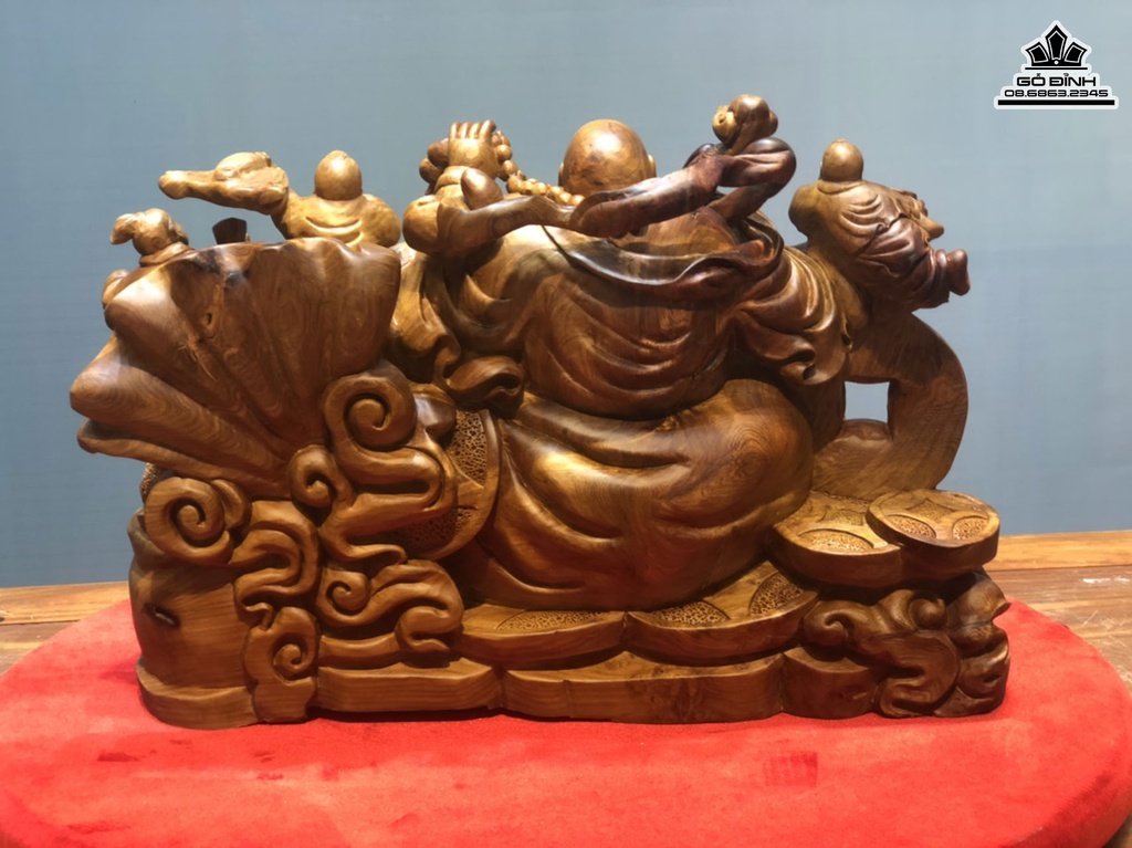 Tượng Phật Di Lặc Ngũ Phúc Gỗ Ngọc Am Cao 40 Ngang 56 Sâu 36 (cm) 0