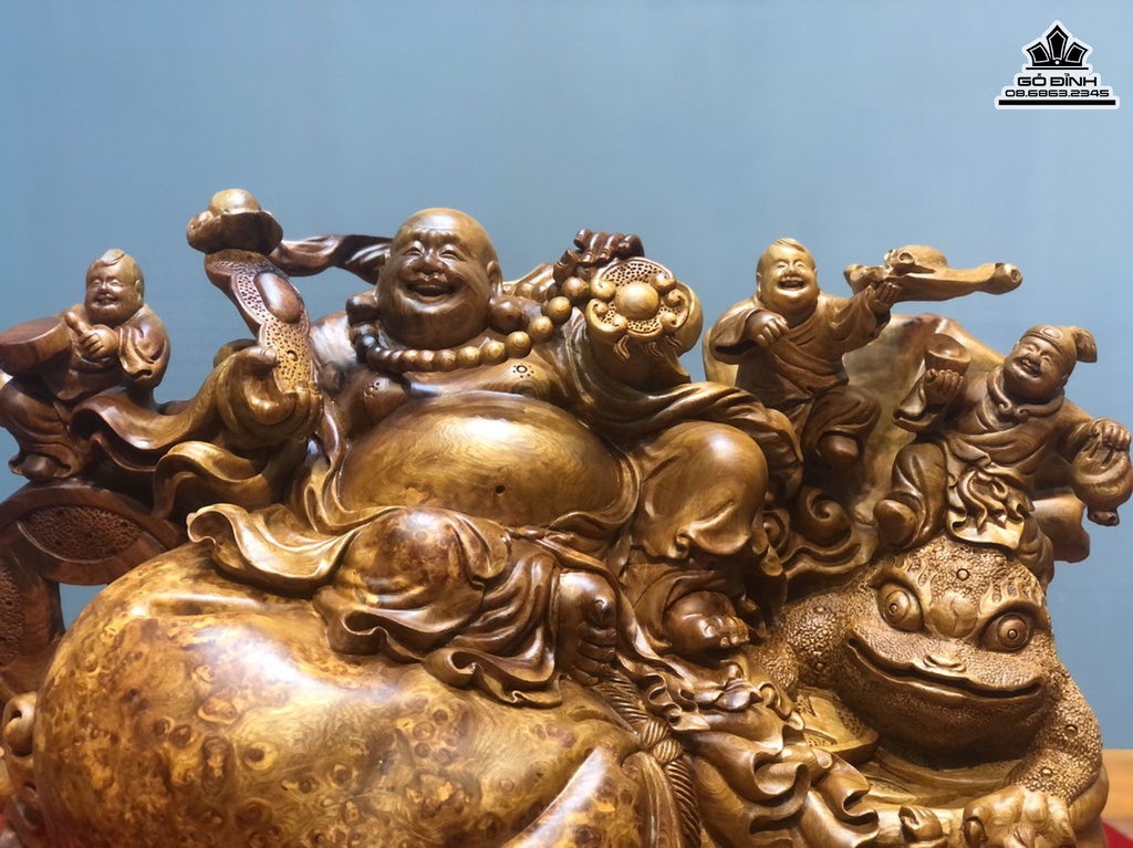 Tượng Phật Di Lặc Ngũ Phúc Gỗ Ngọc Am Cao 40 Ngang 56 Sâu 36 (cm) 2