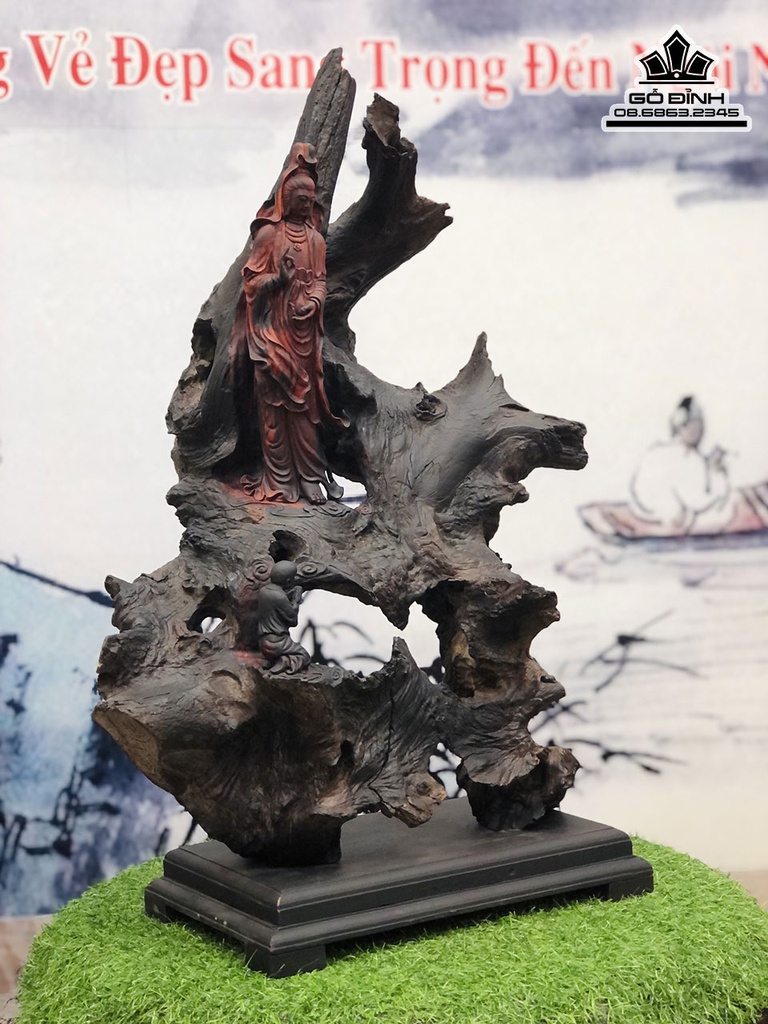 Tượng Phật Bà Quan Âm Gỗ Trắc Cao 76 Ngang 52 Sâu 32 (cm) 1