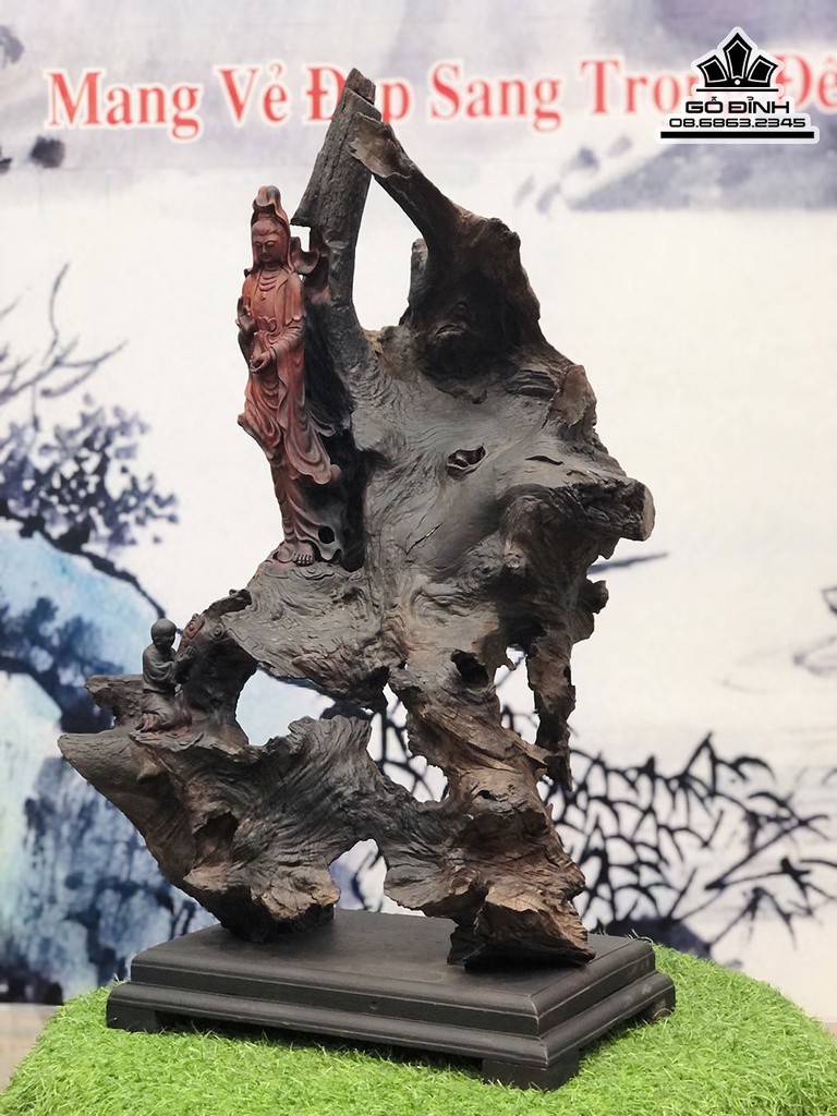 Tượng Phật Bà Quan Âm Gỗ Trắc Cao 76 Ngang 52 Sâu 32 (cm) 3