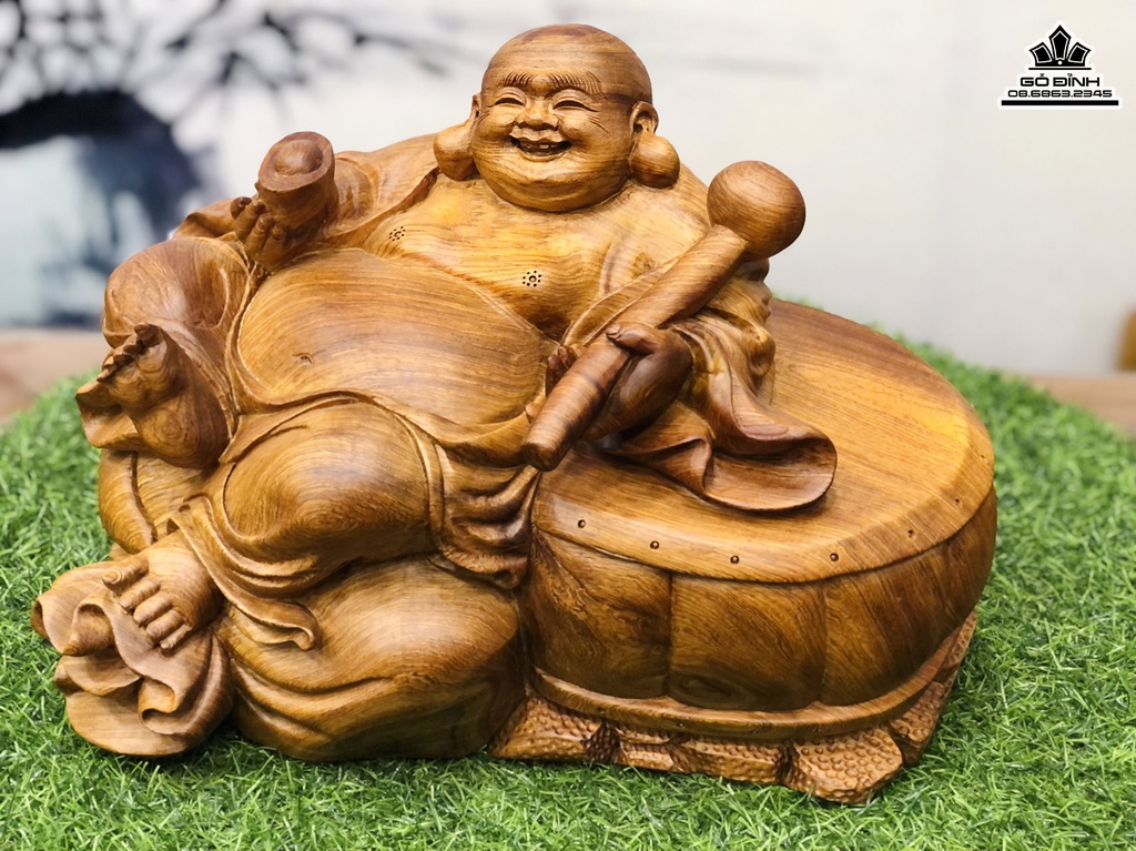 Tượng Phất Di Lặc Gỗ Bách Xanh Cao 26 Ngang 38 Sâu 33 (cm) 2