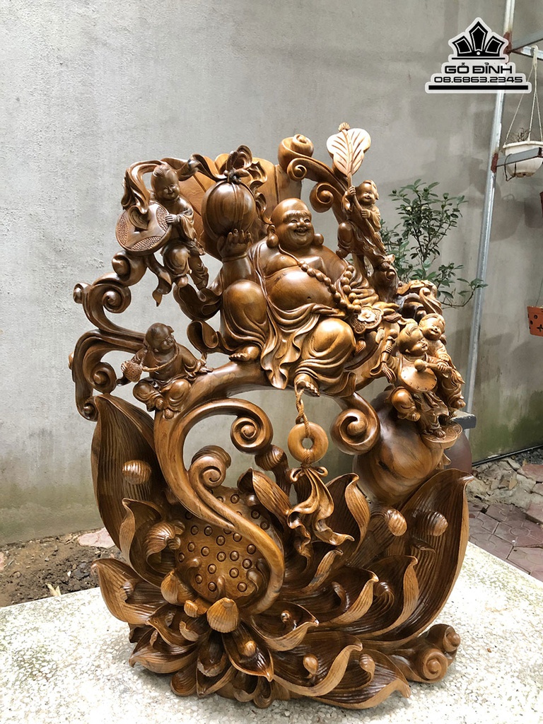Tượng Phật Di Lặc Gỗ Bách Xanh Cao 83 Ngang 60 Sâu 26 (cm) 0