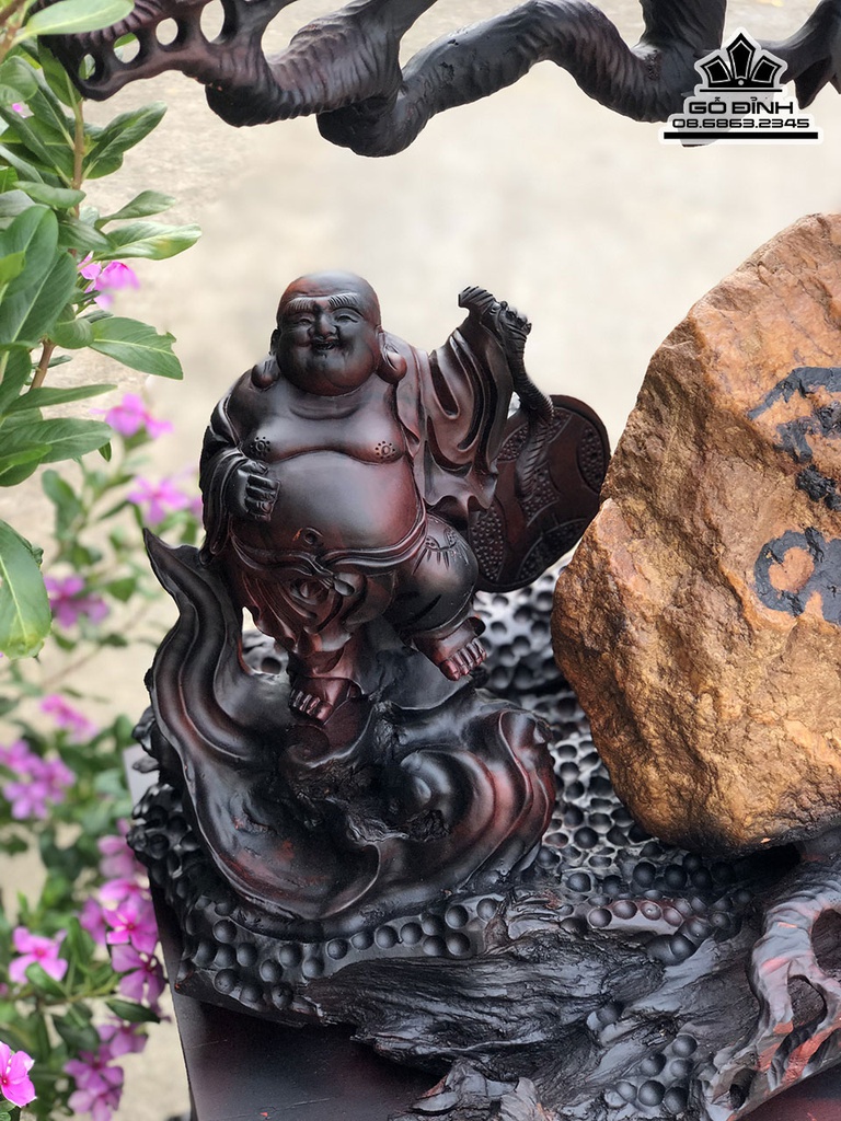 Tượng Di Lặc Gỗ Trắc Cao 80 Ngang 64 Sâu 35 Cao Kỷ 30 (cm) 0